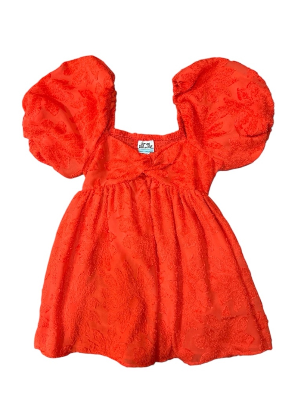 Future Collective with Gabriella Karefa-Johnson Orange puff sleeve dress size M